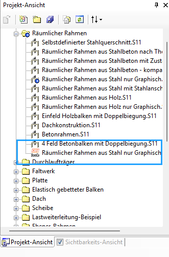 IDEA StatiCa Projekt in der Baustatik-Projekt-Ansicht