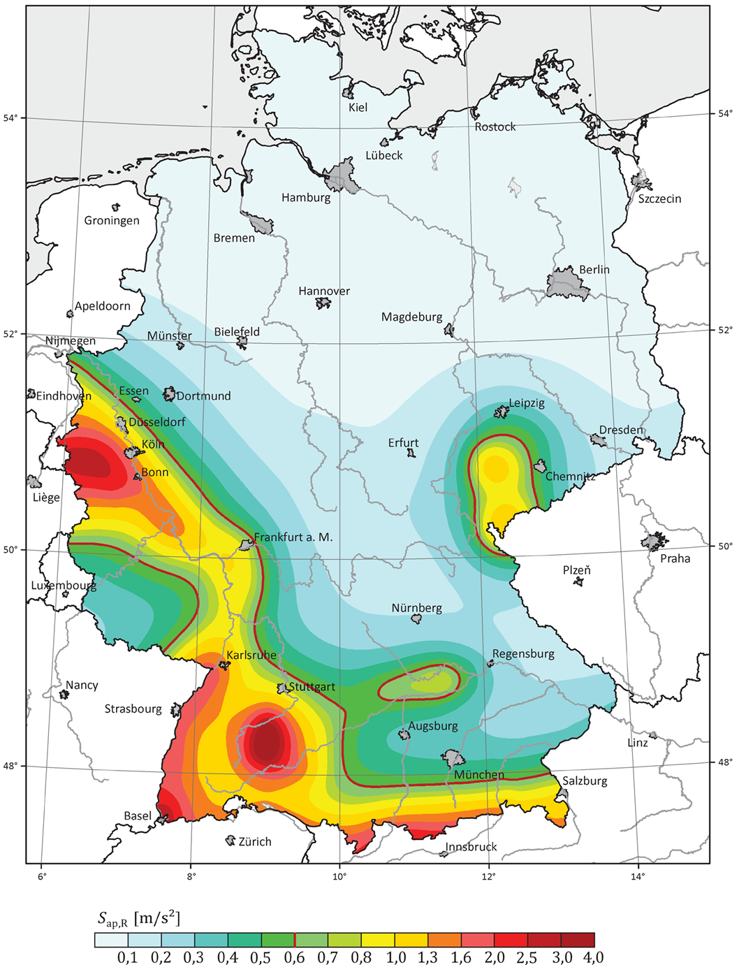 Spektrale Antwortbeschleunigung in Deutschland